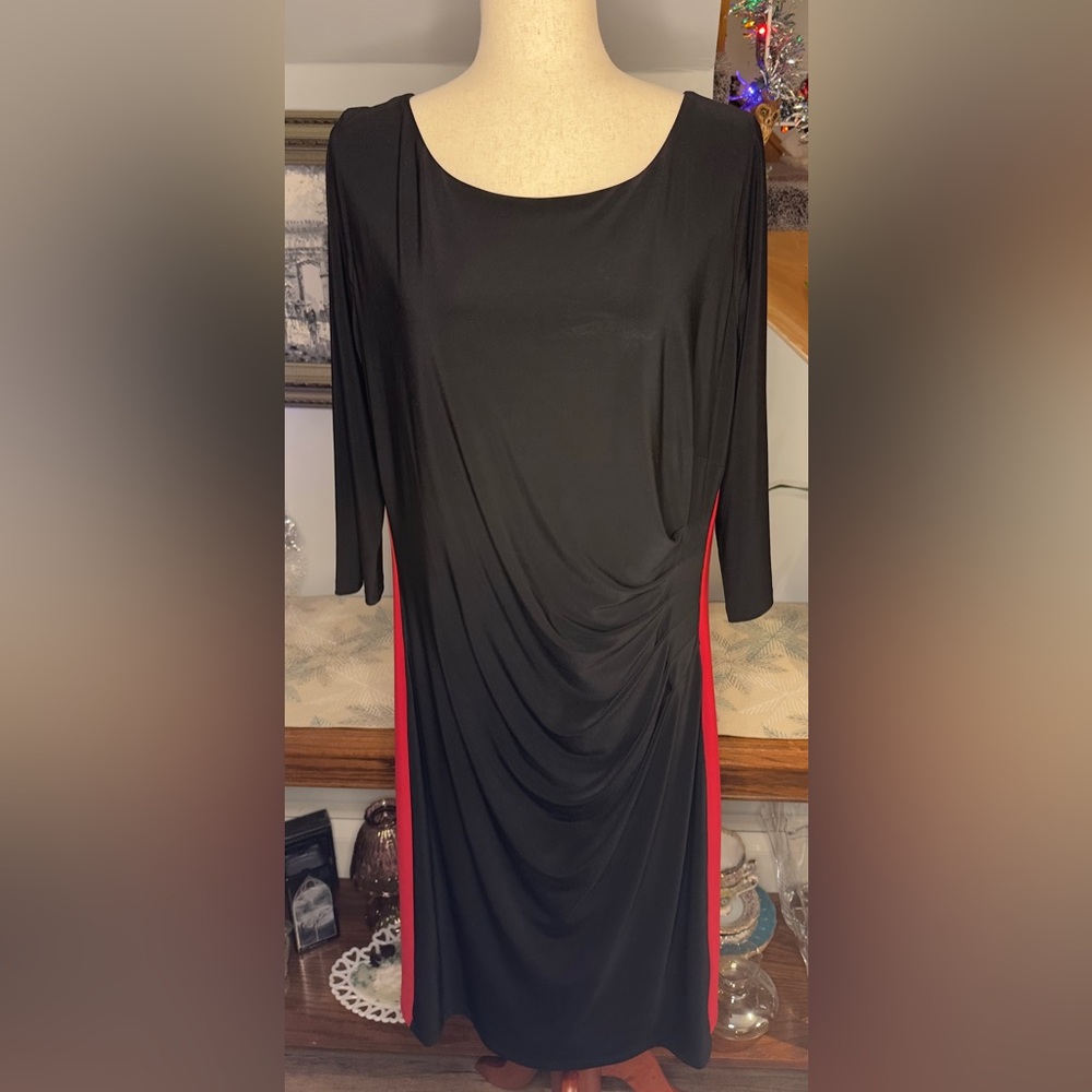 Lauren Ralph Lauren Dress Midi Women's 16W Black & Red Classic Style